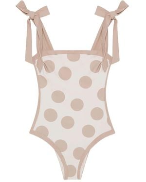 Jonathan Simkhai Polka-Dot Tie-Detail Swimsuit - White