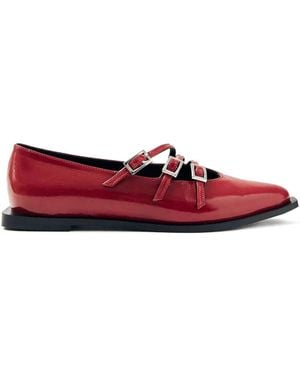 Alohas Jive Buckle-Strap Pointed Flats - Red