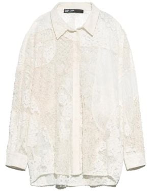 Bimba Y Lola Chemise Oversize En Dentelle Ivoire À Design Patchwork - White
