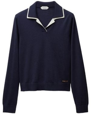 Versace Wool Knit Polo Jumper - Blue