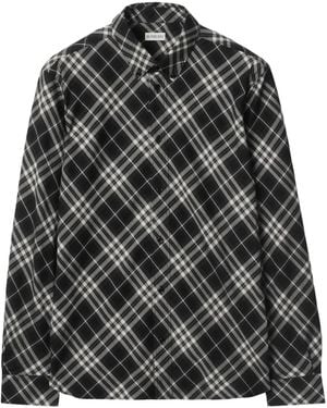 Burberry Check Cotton Flannel Shirt - Black