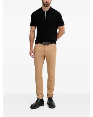Michael Kors Zip-Up Ribbed Polo Shirt - Black