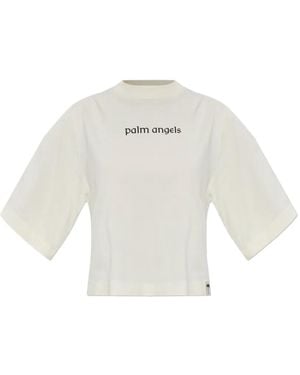 Palm Angels Camiseta Corta Con Logo - Blanco