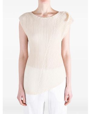 Issey Miyake Unfurling Pleats Pleated Asymmetric Top - White