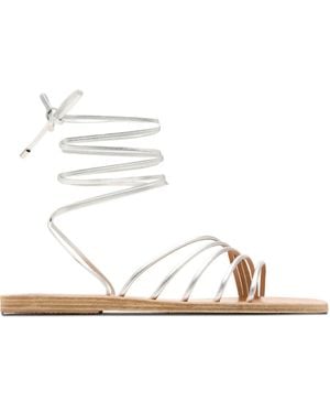 Ancient Greek Sandals Ipoliti Leather Lace-Up Flat Sandals - White