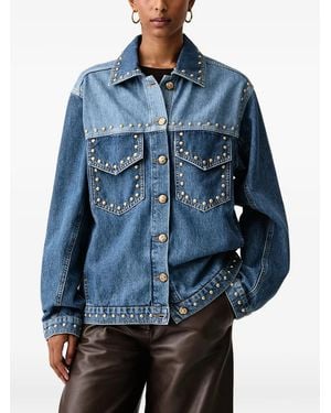 FARM Rio Stud-Embellished Denim Jacket - Blue