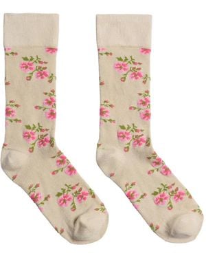 Simone Rocha Calcetines largos con motivo floral - Blanco