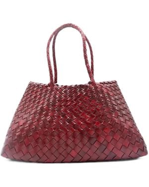 Dragon Santa Croce Woven Leather Shoulder Bag - Red