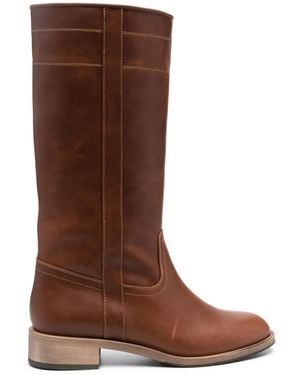 SCAROSSO Leather Knee-High Boots - Brown