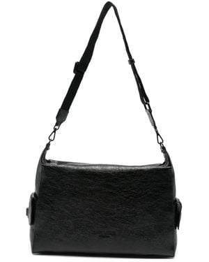 ERMANNO FIRENZE Crinkled-Leather Crossbody Bag - Black