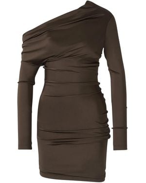 McQueen Asymmetrical Mini Dress - Brown