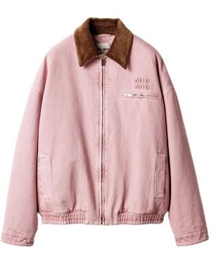 Miu Miu Padded Corduroy-Collar Blouson - Pink