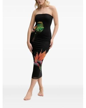 Desigual Bird-Print Strapless Beach Dress - Black