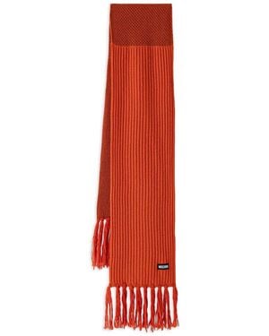 Moschino Ribbed-Knit Fringed Scarf - Rouge