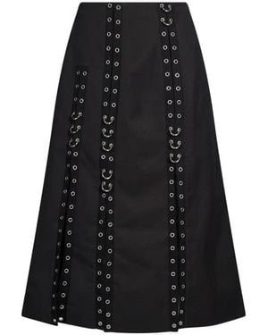 Simone Rocha Eyelet-Embellished Hoop-Detail Midi Skirt - Black