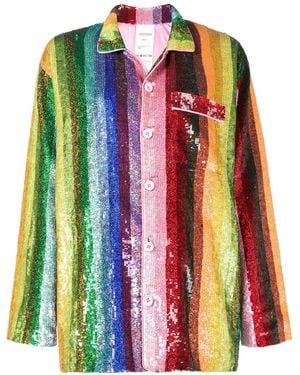 Ashish Rainbow Sequin Pajama Blouse - Multicolor