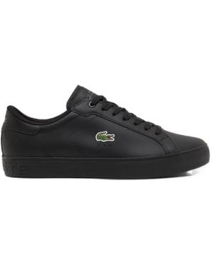 Lacoste Powercourt Graphic Leather Sneakers - Black