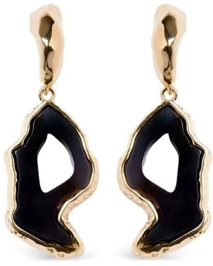 Erdem Stone-Pendant Drop Earrings - Black
