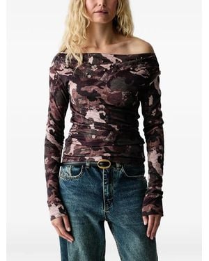 Miss Sixty Haut À Manches Longues, Imprimé Camouflage Et Ornements - Black