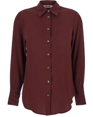 Grifoni Blouse Met Klassieke Kraag En Knoopmanchetten - Paars