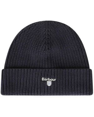 Barbour Ribbed-Knit Beanie Hat - Blue