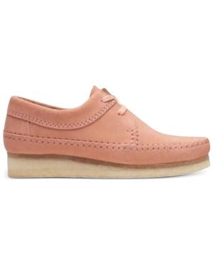 Clarks Suede Lace-Up Shoes - Pink