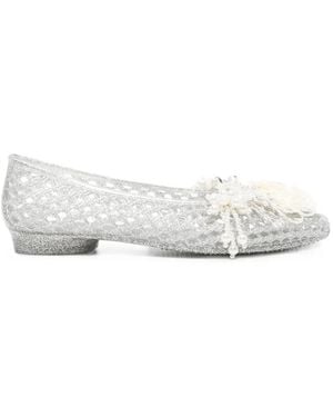 HEAVENLY JELLY Glitter-Embellished Flat Court Shoes - White