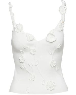 Cult Gaia Emiliana Floral-Appliqué Top - White