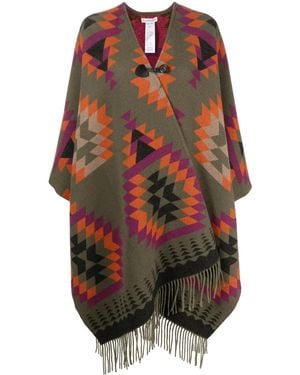Woolrich Geometric Print Wool Blend Cape - Green