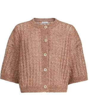 Brunello Cucinelli Cable-Knit Openwork Cardigan - Brown