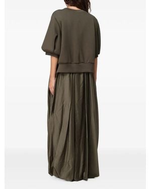 MEIMEIJ Layered Puff-Sleeve Dress - Green