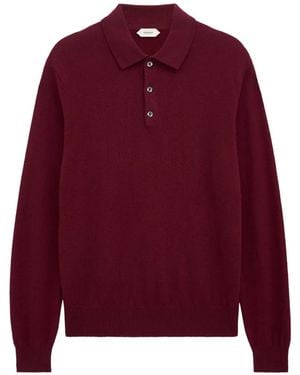 Pringle of Scotland Long-Sleeve Cashmere Polo Shirt - Red