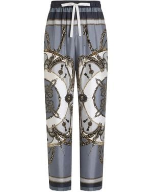 Dolce & Gabbana Silk Twill Printed Trousers - Grey