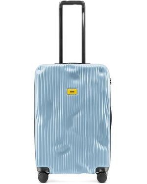 Crash Baggage Logo-Detail Striped-Pattern Suitcase - Blue