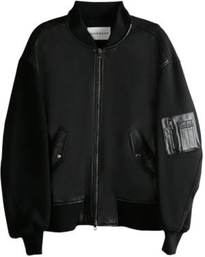 Givenchy レザーパネル ボンバージャケット - ブラック