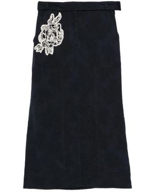 Erdem Floral-Appliqué Jacquard Skirt - Black