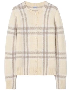 Burberry Cárdigan De Cachemira A Cuadros - Blanco