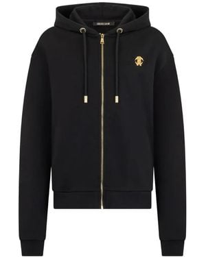 Roberto Cavalli Flaming Rose Zip-Up Hoodie - Black