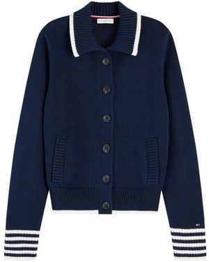 Tommy Hilfiger Logo-Embroidered Button-Up Cardigan - Blue