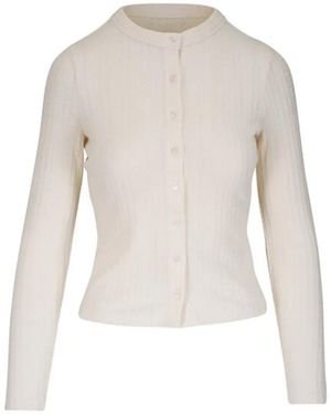 Veronica Beard Cable-Knit Round-Neck Cardigan - White