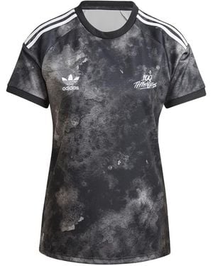 adidas Originals X 100 Thieves Marble-Effect T-Shirt - Black