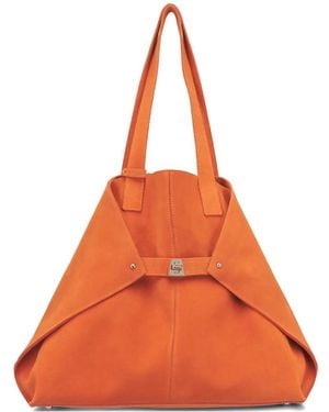 Akris Mittelgroße Schultertasche Aus Wildleder - Orange