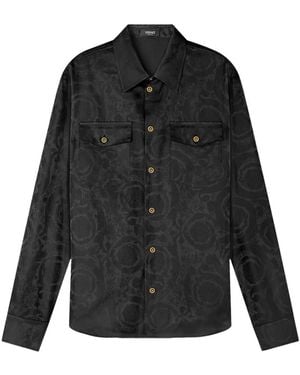 Versace Jacquard Cotton-Poplin Shirt - Black