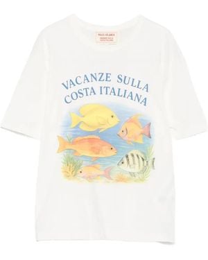 Maje Camiseta Con Pez Estampado De X Blanca - Blanco