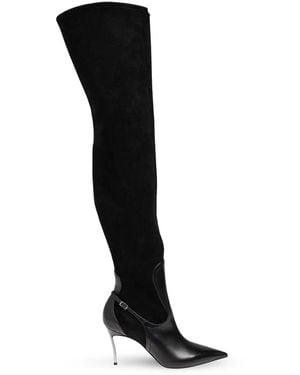Casadei Pointed-Toe Blade Leather Boots - Black
