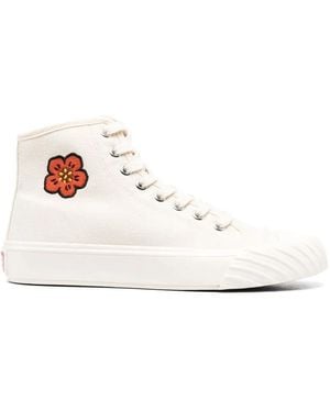 KENZO Embroidered-Logo High-Top Sneakers - White