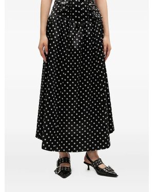 Ganni Printed Double Satin Skirt - Black