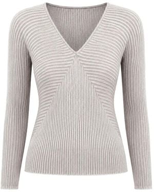 Emporio Armani Ribbed V-Neck Jumper - Grey