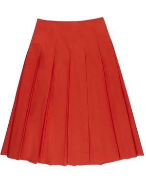 Incotex Pleated Midi Skirt - Red