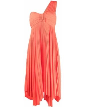 A.L.C. One-Shoulder Plisse Dress - Orange